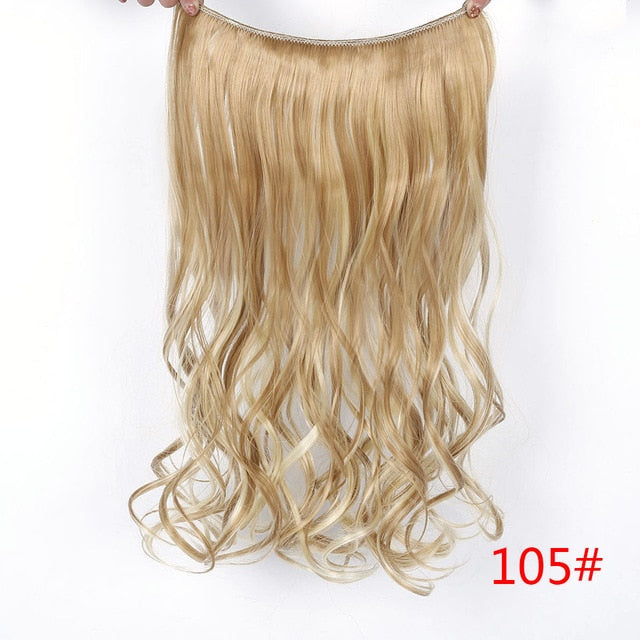 Invisible Halo Hair Extensions Secret Fish Line Hairpieces Synthetic Straight Wavy Hair Extensions-UlGadget