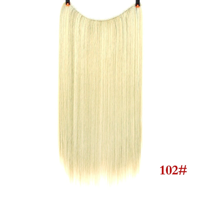 Invisible Halo Hair Extensions Secret Fish Line Hairpieces Synthetic Straight Wavy Hair Extensions-UlGadget