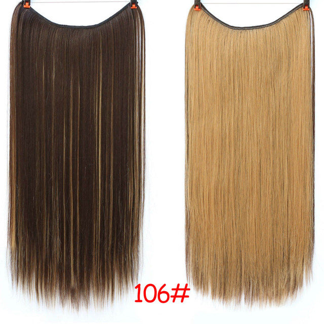 Invisible Halo Hair Extensions Secret Fish Line Hairpieces Synthetic Straight Wavy Hair Extensions-UlGadget