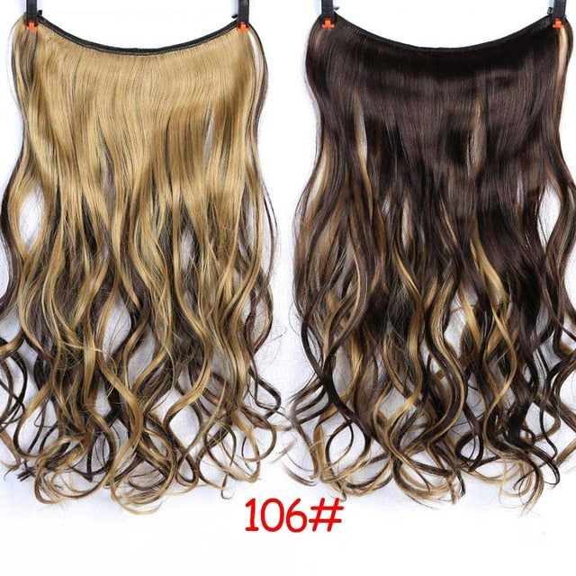 Invisible Halo Hair Extensions Secret Fish Line Hairpieces Synthetic Straight Wavy Hair Extensions-UlGadget