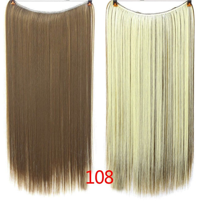 Invisible Halo Hair Extensions Secret Fish Line Hairpieces Synthetic Straight Wavy Hair Extensions-UlGadget