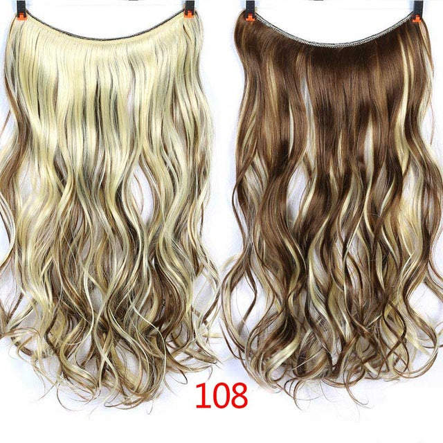 Invisible Halo Hair Extensions Secret Fish Line Hairpieces Synthetic Straight Wavy Hair Extensions-UlGadget