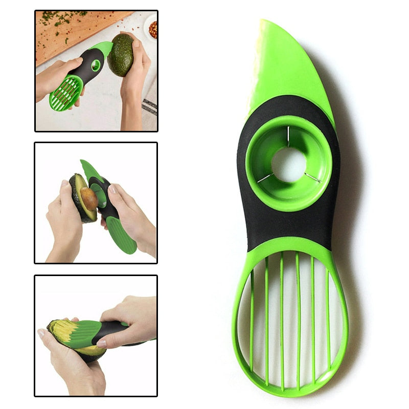 Kitchen Gadget 3-in-1 Avocado Plastic Slicer Peeler Cutter-UlGadget