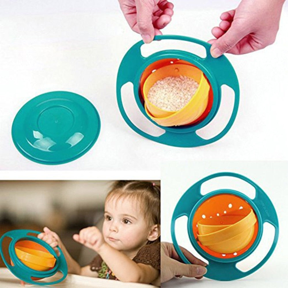 Baby Learning Feeding Toy Dishes 360 Rotate Spill-Proof Plastic Bowl-UlGadget