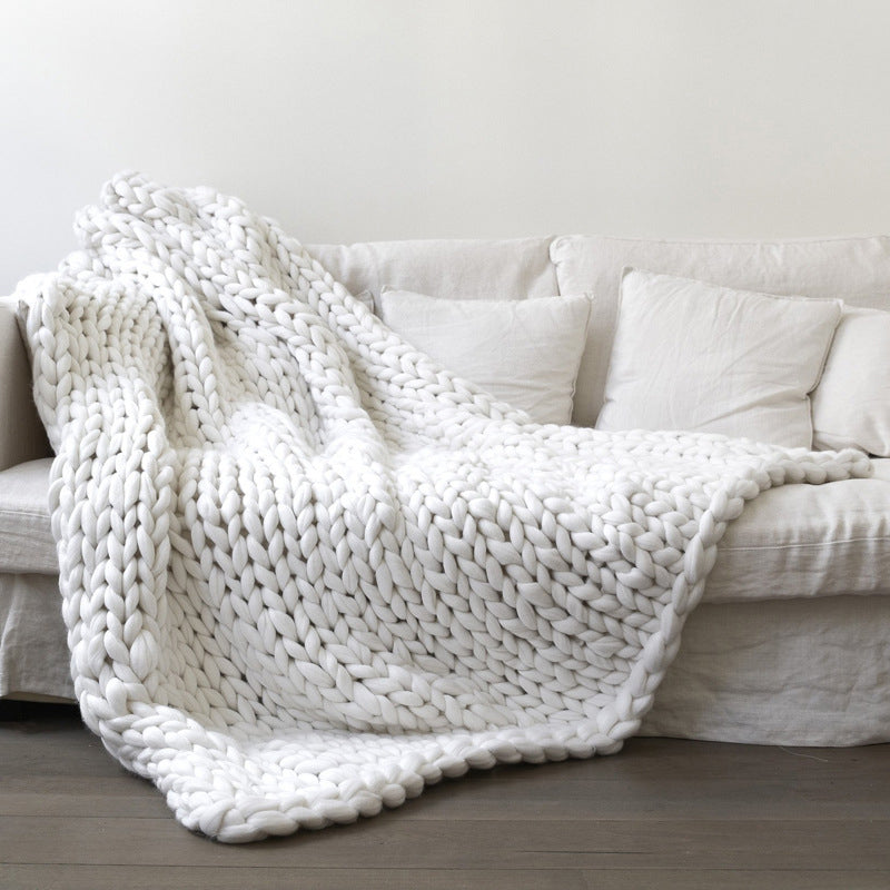 Fashion Handmade Chunky Knit Blanket Thick Soft Warm Yarn Wool-like Polyester Winter-UlGadget