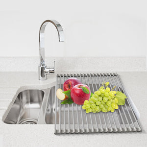 ROLL UP SINK DRYING RACK Multipurpose Stainless Steel Shelf Organizer Kitchen-UlGadget