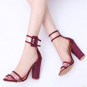 Sexy Transparent Ankle Thick High Heels Size 35-43 Clear Sandalias-UlGadget