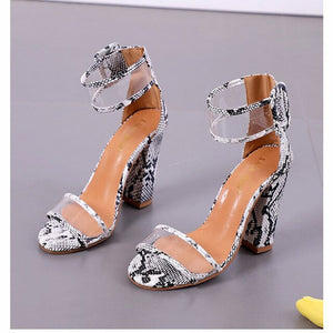 Sexy Transparent Ankle Thick High Heels Size 35-43 Clear Sandalias-UlGadget