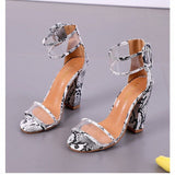 Sexy Transparent Ankle Thick High Heels Size 35-43 Clear Sandalias-UlGadget