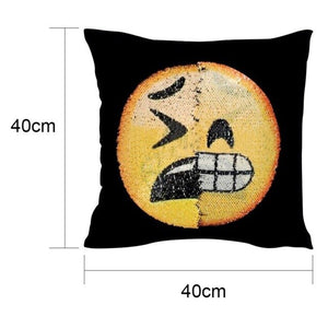 Awesome Changing Face Emoji Sequin Pillow Changeable Face Sofa Cushion Cover Home Decor-UlGadget