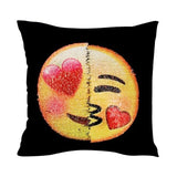 Awesome Changing Face Emoji Sequin Pillow Changeable Face Sofa Cushion Cover Home Decor-UlGadget