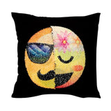 Awesome Changing Face Emoji Sequin Pillow Changeable Face Sofa Cushion Cover Home Decor-UlGadget