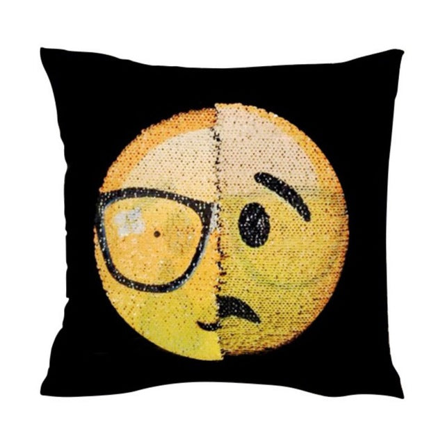 Awesome Changing Face Emoji Sequin Pillow Changeable Face Sofa Cushion Cover Home Decor-UlGadget