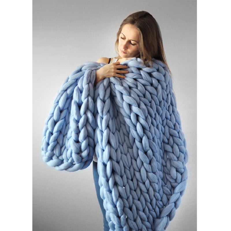 Fashion Handmade Chunky Knit Blanket Thick Soft Warm Yarn Wool-like Polyester Winter-UlGadget