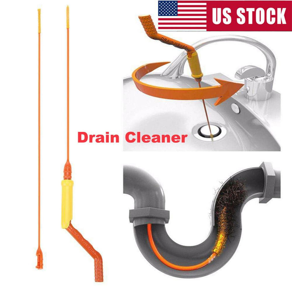 Drain Weasel Wand Set Sink Cleaner Hair Sewer Dredge Filter Removal Anti-Clog Tool-UlGadget