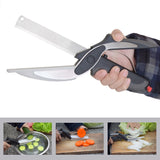 Stainless Steel Ourdoor Smart Vegetable Clever Cutter 2 In 1 Cutting Board And Knife Scissors-UlGadget