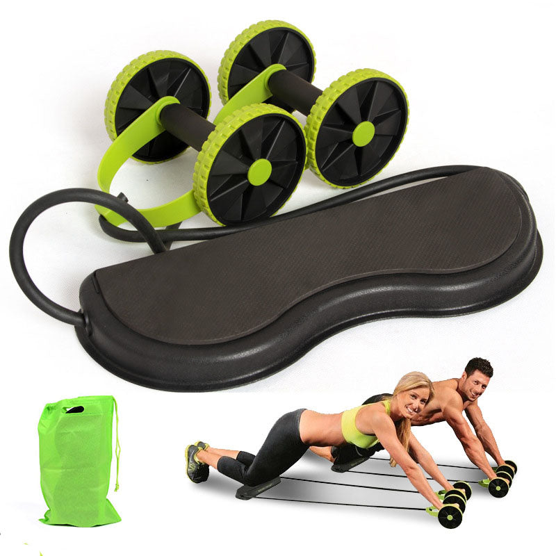 Power Roll Ab Trainer Double Wheel Abdominal Power Resistance Bands Gym Arm Waist Leg Training Fitness Exercise-UlGadget