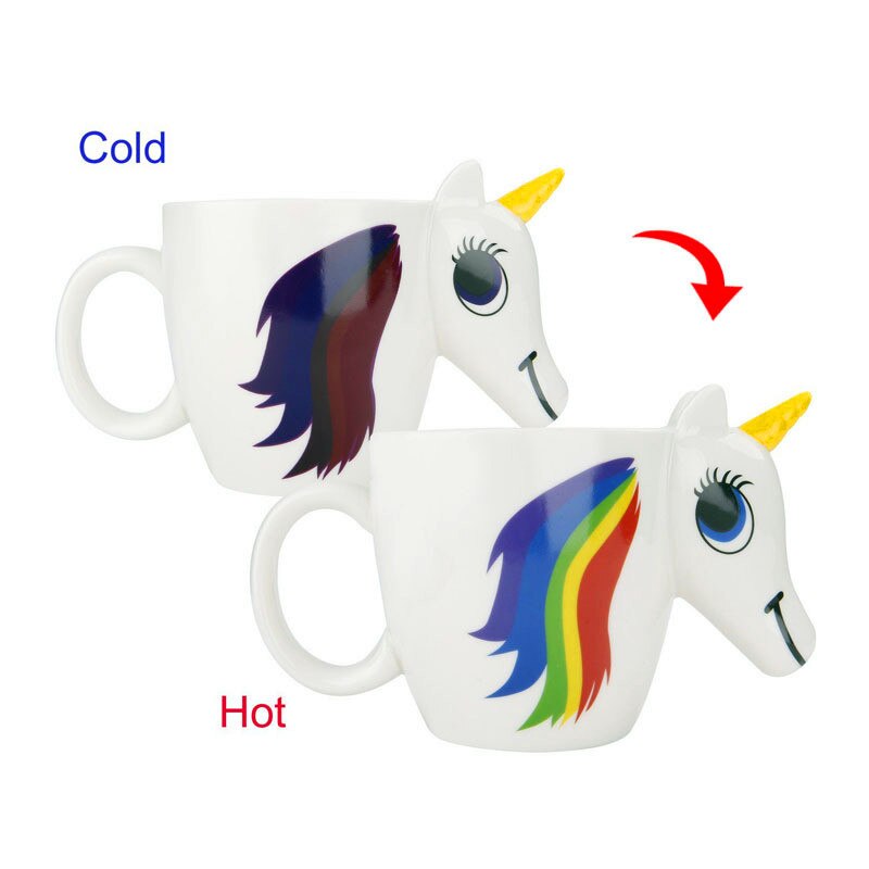 Color Changing Rainbow Unicorn Mug Cup For Water Creative Cartoon Ceramic-UlGadget