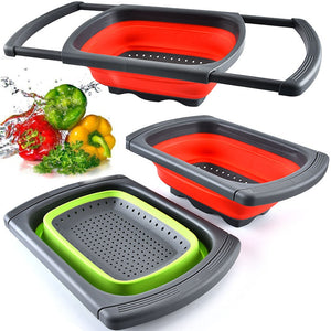 Progressive Collapsible Colander With Handle Kitchen Folding Strainer Bowls Drain water filter basket-UlGadget