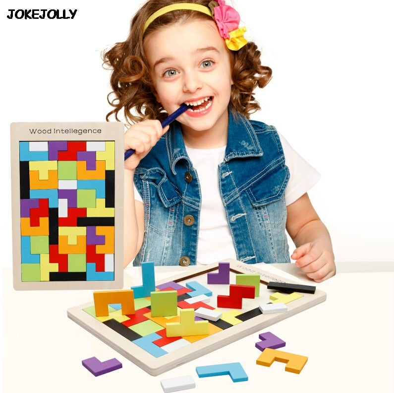 Colorful Wooden Magination Intellectual Educational Brain Tetris Puzzle Toy-UlGadget