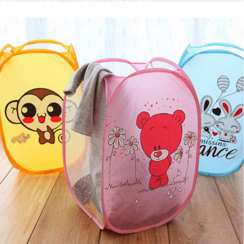 Cartoon Cute Animal Folding Dirty Clothes Laundry Nylon Bucket-UlGadget