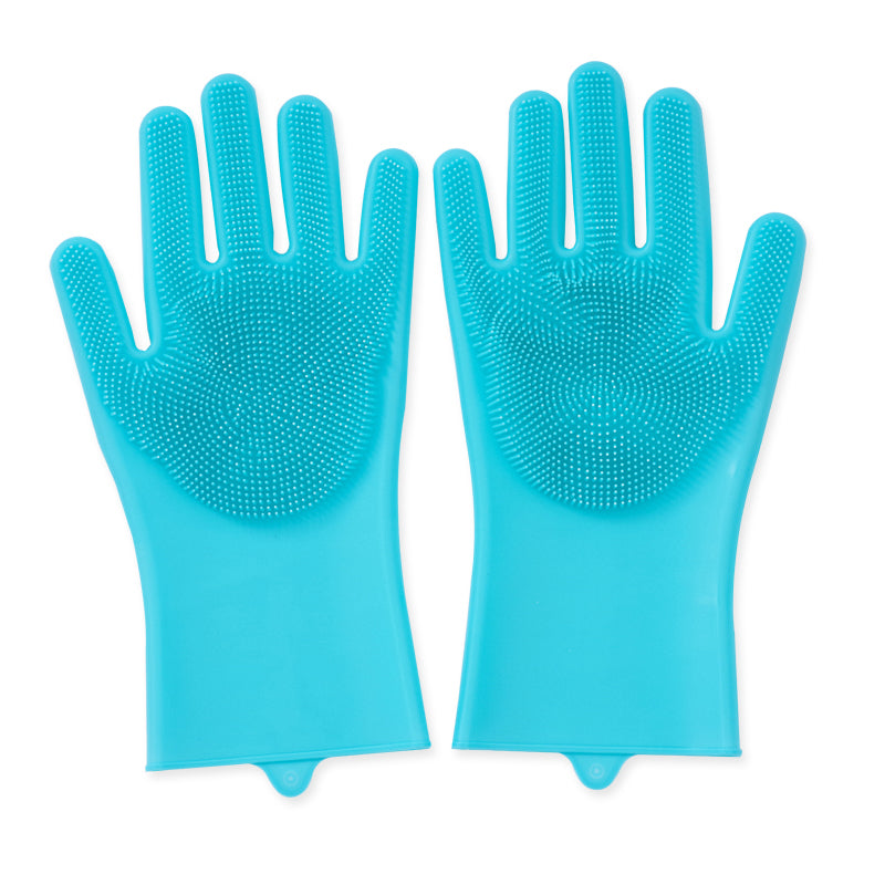 1 Pair Scrubber Rubber Cleaning Gloves Dusting Dish Washing Kitchen Tool