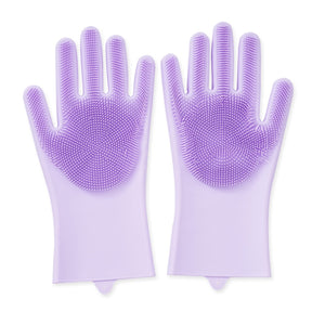 1 Pair Scrubber Rubber Cleaning Gloves Dusting Dish Washing Kitchen Tool