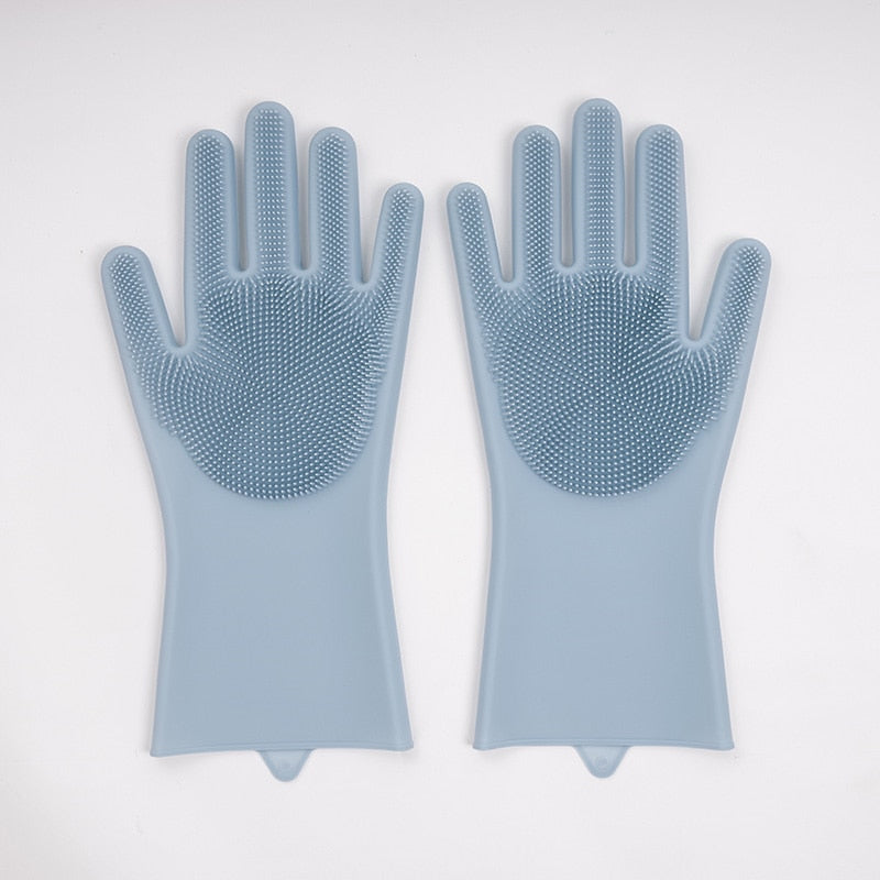 1 Pair Scrubber Rubber Cleaning Gloves Dusting Dish Washing Kitchen Tool