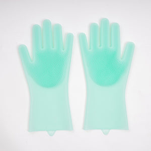 1 Pair Scrubber Rubber Cleaning Gloves Dusting Dish Washing Kitchen Tool