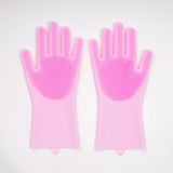 1 Pair Scrubber Rubber Cleaning Gloves Dusting Dish Washing Kitchen Tool