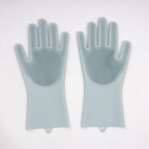 1 Pair Scrubber Rubber Cleaning Gloves Dusting Dish Washing Kitchen Tool