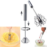 Semi-Automatic Egg Beater Easy Manual Self-Turning Stainless Steel Whisk-UlGadget