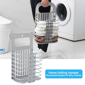 Plastic Foldable Multi-Functional Handle Wall-Mounted Laundry Storage Basket-UlGadget