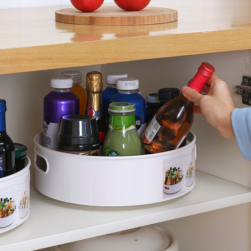 Kitchen Non-Slip Rotating Multi-functional Plastic Tray Storage Rack-UlGadget