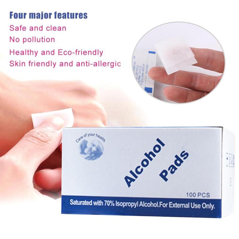 100PCS Disposable Disinfection Antiseptic Cleaning Alcohol Wet Wipe Pad