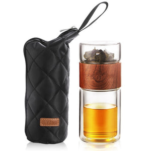 Portable Stainless Steel Filters Double Wall Glass Tea Infuser Tumbler Bottle