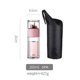 Portable Stainless Steel Filters Double Wall Glass Tea Infuser Tumbler Bottle