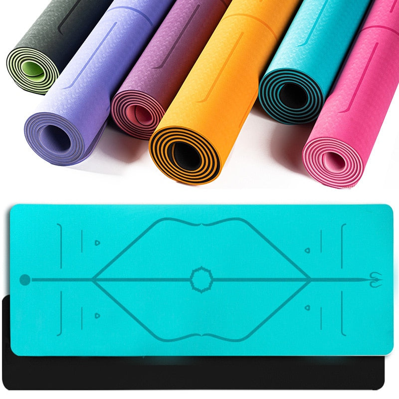 Yoga Double Layer Non-slip Position Line Fitness Gymnastics Mat