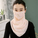 Summer Breathable Silk Scarf Full Covering Chiffon Sunscreen Mask Neck Protection