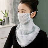 Summer Breathable Silk Scarf Full Covering Chiffon Sunscreen Mask Neck Protection