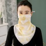 Summer Breathable Silk Scarf Full Covering Chiffon Sunscreen Mask Neck Protection