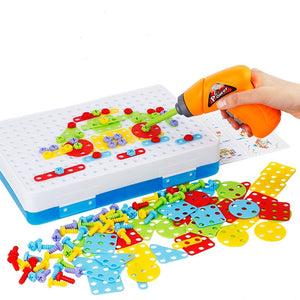 Electric Drill Screws Puzzle Assembled Mosaic Design Plastic Educational Toy