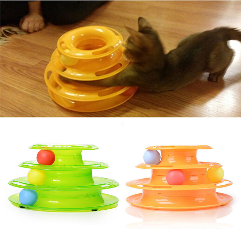 Plastic Trilaminar Three Levels Tower Of Tracks Cat Toy Amusement Shelf Play-UlGadget