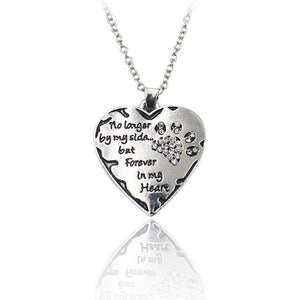 Jewelry and Accessories No Longer by My Side but Forever in My Heart Crystal Paw Prints Necklace-UlGadget