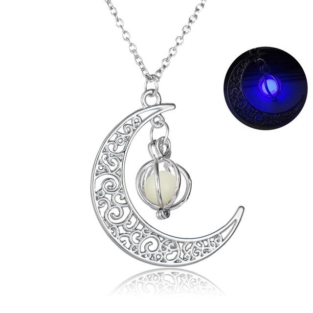 Crescent Moon Glow Necklace-UlGadget