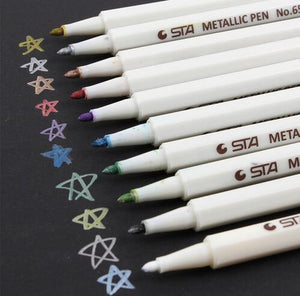 Office and School Supplies STA Metallic Markers - 10 Vibrant Colors-UlGadget