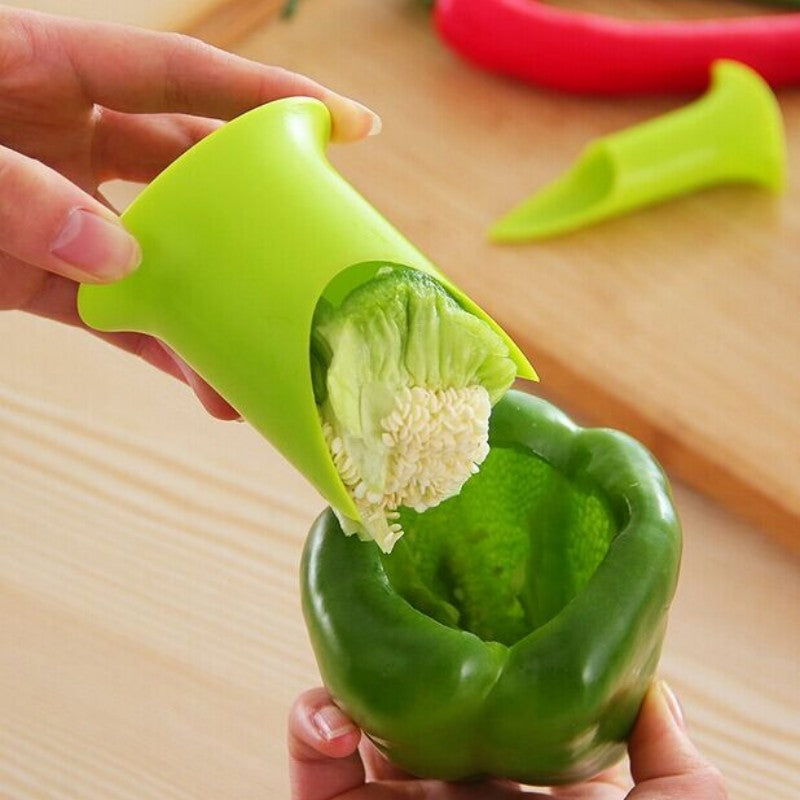 2Pcs/set Creative Pepper Corer Slicer Device Tomato Fruit Vegetable Cutter Random Color-UlGadget