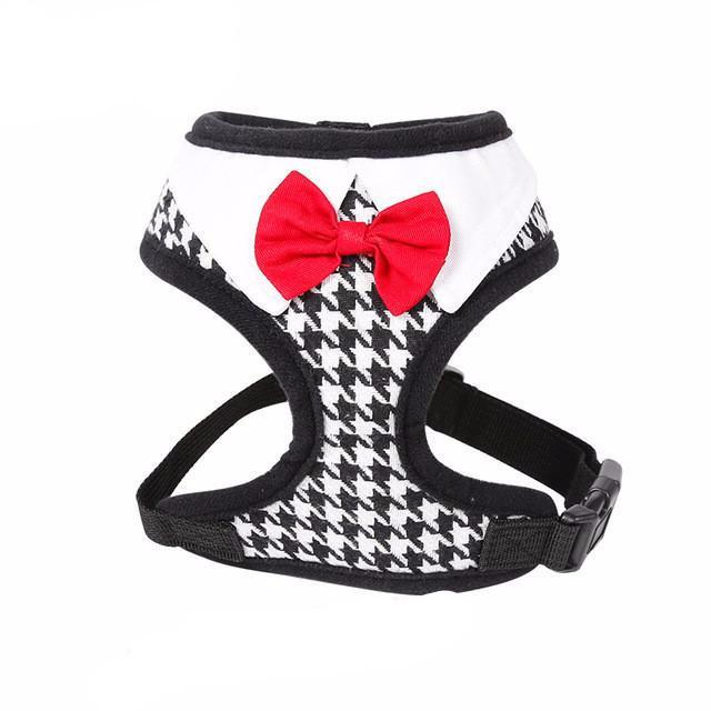 Small Dog Walking Vest Harness Fashion Red Bow Tie-UlGadget