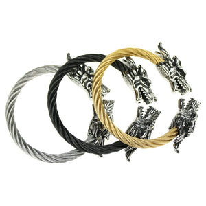 Mens Accessories 3 Colors Stainless Steel Head Gragon Bracelets-UlGadget