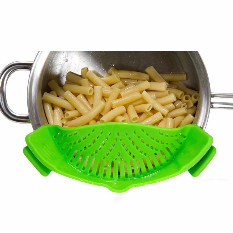 Universal Snap Strainer Silicone Clip Pan Drain Rack Rice Pasta Vegetable Washing-UlGadget